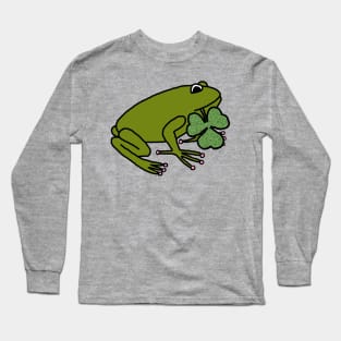 Frog Holding Shamrock for St Patricks Day Long Sleeve T-Shirt